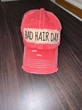 Bad Hair Day Distressed Coral Baseball Cap